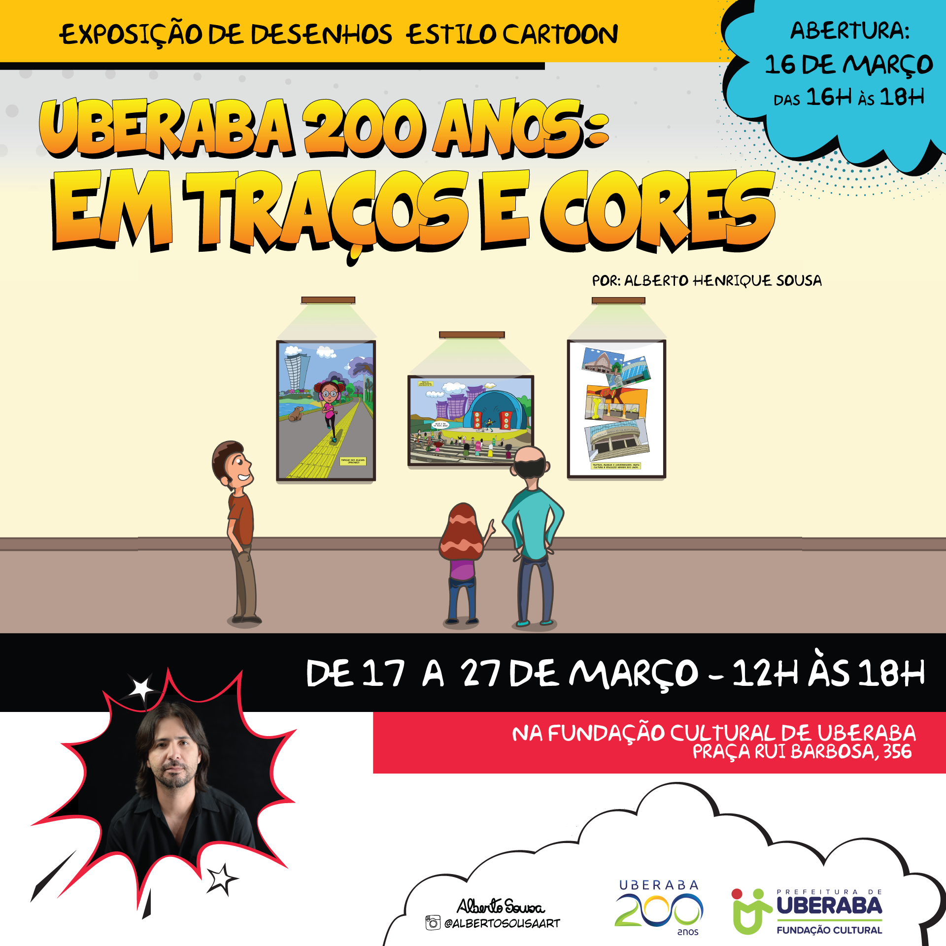 Cartaz da exposição Uberaba 200 anos: em traços e cores